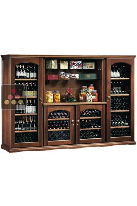 Combination of 4 single temperature wine cabinets for storage or service + spice rack