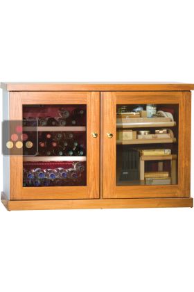Combined wine service cabinet and cigar humidor
