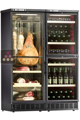 Built-in combination of two wine service cabinets & cold cuts cabinet