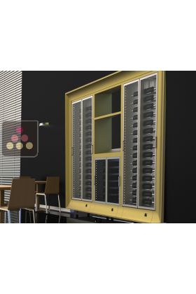 Combination of three modular multipurpose wine cabinets with storage unit  - built in