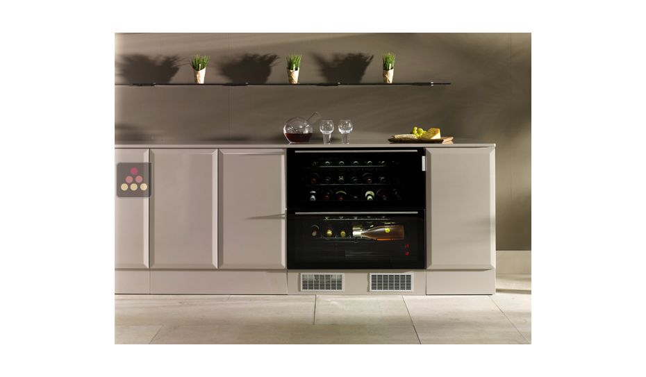 Dual temperature built in wine service cabinet with drawers