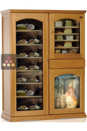 Combination of 3 refrigerated cabinets for cheese, delicatessen and dessert storage