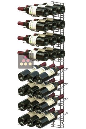 Chromed steel wall rack for 24 x 75cl bottles - Mixed horizontal and inclined bottles