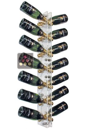 Wall Mounted Bottle Rack in Plexiglass for 14 champagne bottles - (optional LED lighting)