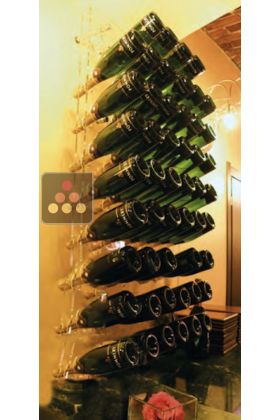 Wall Mounted Bottle Rack in Plexiglass for 60 Champagne bottles - (optional LED lighting)