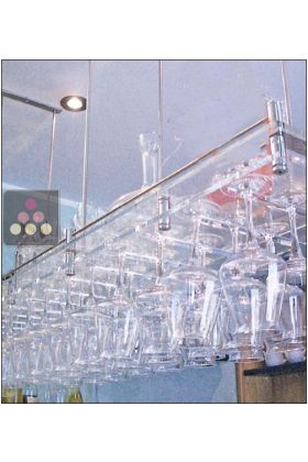 Wall Mounted Suspended Glass Rack in Clear Plexiglass - 50 glasses