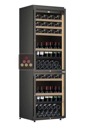 Dual temperatures wine cabinet - Sliding trays for standing bottles