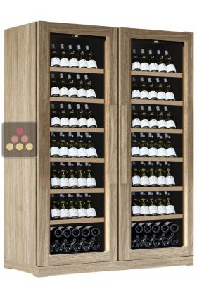 Combination of 2 Single temperature wine service or storage cabinets - Inclined bottles