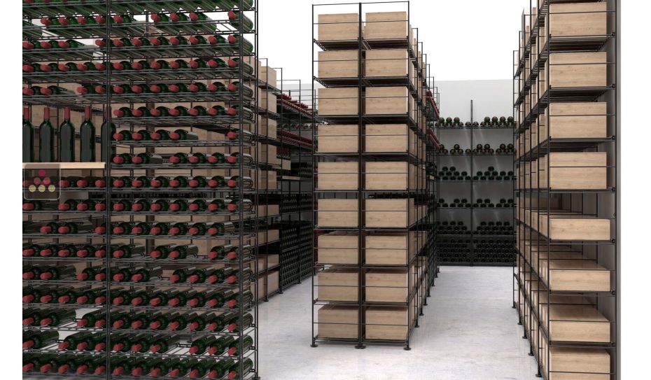 Arrangement of 11170 bottles cellars - Specific manufacturing - Essentiel System - H=220cm