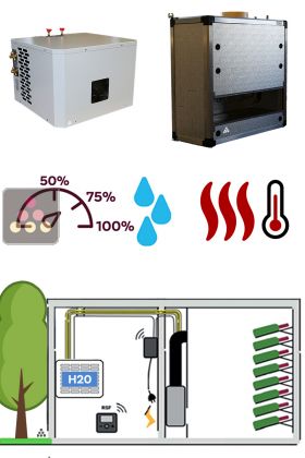 Air conditioner for wine cellar 1100W - Vertical Ductable evaporator - Water-cooled condensing - Cooling, Heating and Humidifying