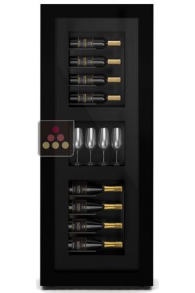 Refrigerated wine frame display for 8 bottles and 4 glasses
