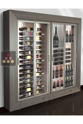 Freestanding combination of 2 modular multi-purpose wine display cabinets - Mixed shelves - Professional use - 36cm deep