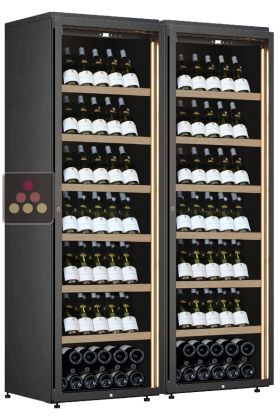 Combination of 2 single-temperature wine cabinets for service or storage - Inclined presentation
