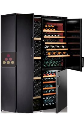 Combination of 3 single-temperature wine cabinets for ageing or service