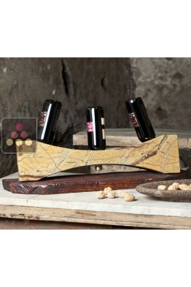 Stone and wood table bottle display unit