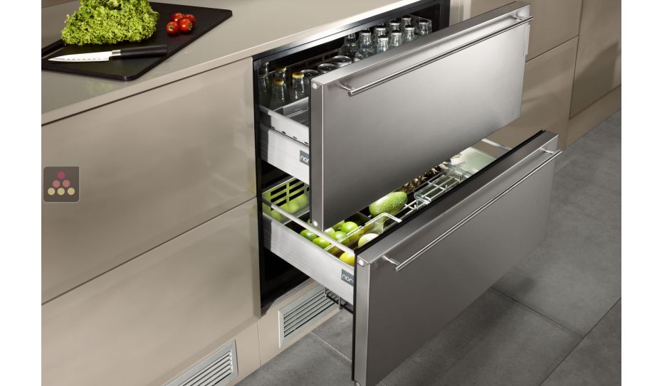 Drawer fridge with stainless steel front
