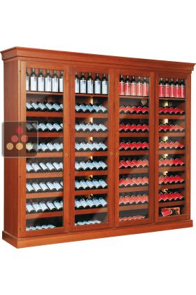 Dual temperature wine cabinet for storage and/or service 