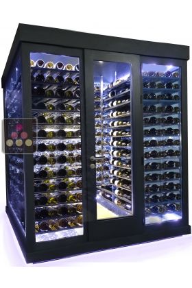 Large Single temperature Cellar – 3 glass walls – Horizontal Shelves – Ageing or service