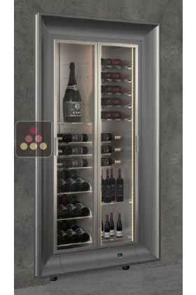 Professional built-in multi-temperature wine display cabinet - Mixed shelves - Curved frame