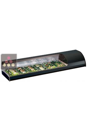 Static refrigerated counter display case for sushi and fish