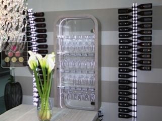 SOBRIO wall Wine Rack in Clear Plexiglass for 28 bottles - lighting LED in option