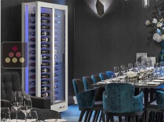 3-sided refrigerated display cabinet for wine storage or service with reduced depth