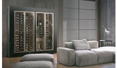 Glazed wine display case for 1 to 4 facings