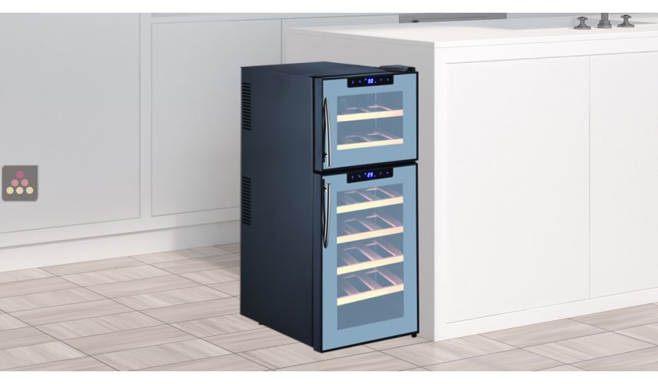 Dual temperature wine service wine cabinet