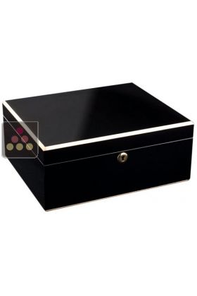 Compact Cigar Humidor glossy black lacquered