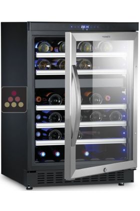 Dual temperature wine cabinet for storage and/or service