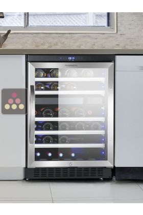 Dual temperature built in wine cabinet for storage and/or service