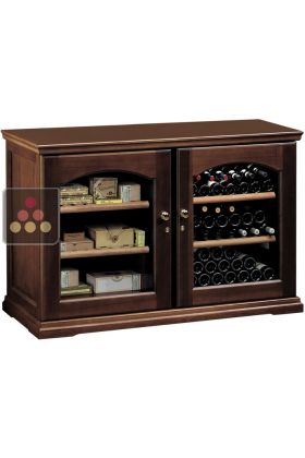 Combination of single-temperature wine storage or service cabinet & cigar humidor