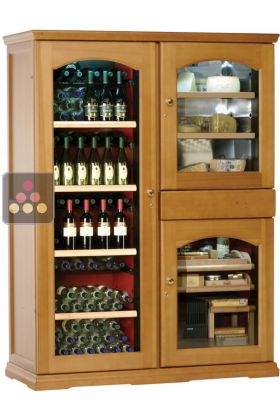 Gourmet combination : Single-temperature wine cabinet, cheese cabinet & cigar humidor