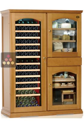 Gourmet combination : Single-temperature wine cabinet, cheese cabinet & cigar humidor