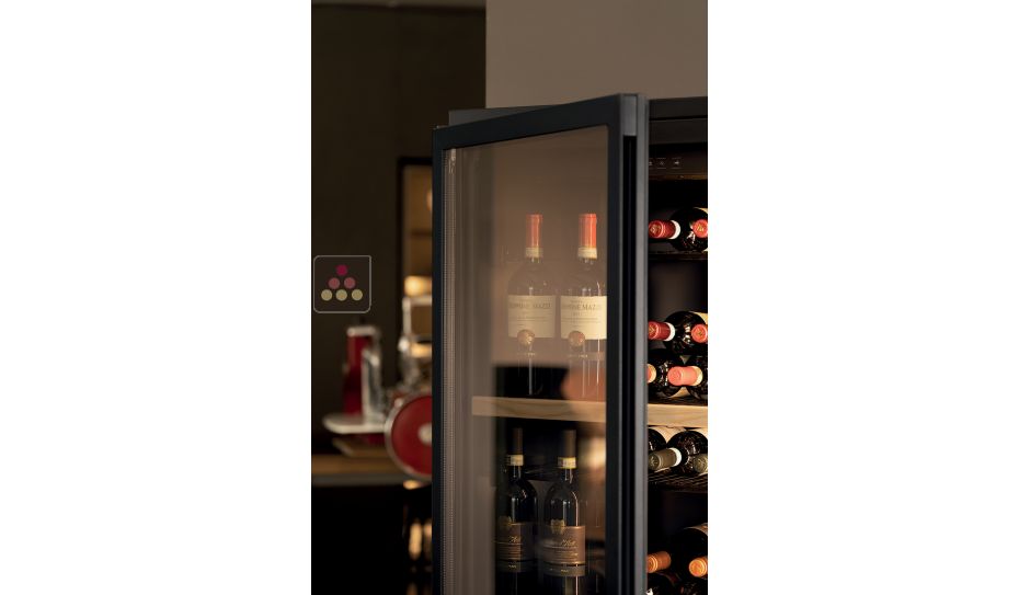 Freestanding multi-temperature wine cabinet for service and storage - Sliding shelves