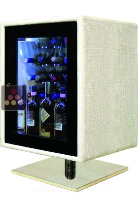 Dual temperature contemporary wine storage or service cabinet