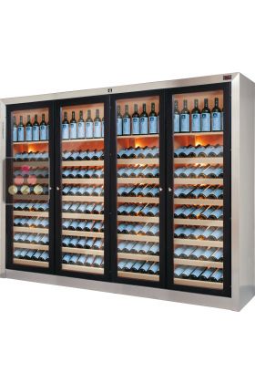 Dual temperature contemporary wine storage or service cabinet