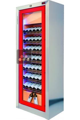 Dual temperature contemporary wine storage or service cabinet