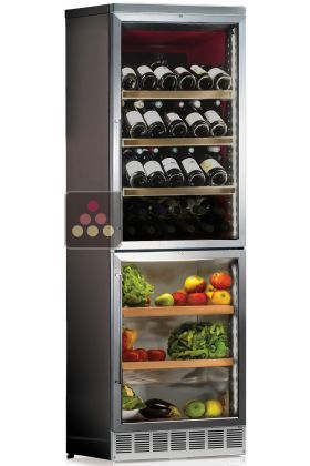 Combined built-in wine cabinet and Alcools/Champagne/Soft drinks compartment - Stainless steel internal coating