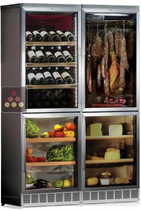 Built-in combination of 4 refrigerated cabinets : wine, cheese, delicatessen + Alcool and Champagne compartment - Stainless steel internal coating