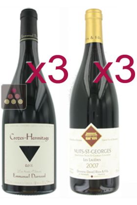 Selection of 6 Red Wines - Rhône & Burgundy - Syrah & Pinot noir