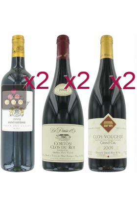 Selection of 6 Red Wines - Great vintages from Burgundy & Bordelais