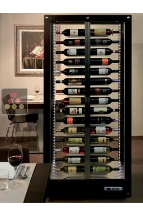 4-sided refrigerated display cabinet for storage or service of wine
