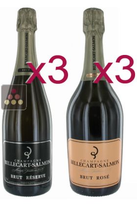 6 Bottles of Billecart-Salmon Champagne : 3 Brut + 3 Rosé