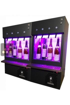 Two wine dispensers for 8 bottles with nitrogen storage system