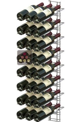 Chromed steel wall rack for 24 x 75cl bottles - Sloping bottles