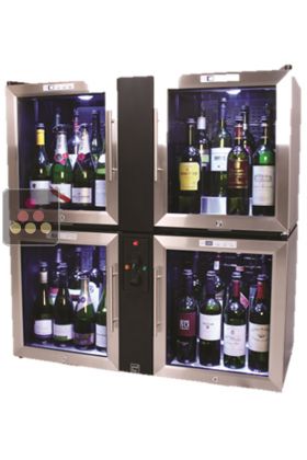 Combination of 4 wine service cabinets with a preservation system for opened wine bottles