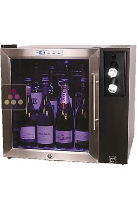 Service cabinet combined with a preservation system for opened wine and champagne bottles