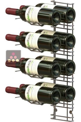 Chromed steel wall rack for 8 x 75cl bottles - Horizontal bottles