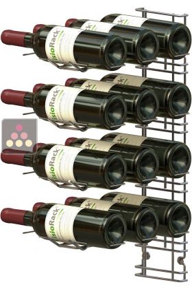 Chromed steel wall rack for 12 x 75cl bottles - Horizontal bottles